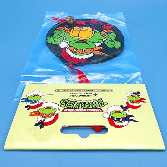 Vintage 1991 Teenage Mutant Ninja Turtles Michelangelo in Wreath wi/ Bell Christ - Picture 6 of 7